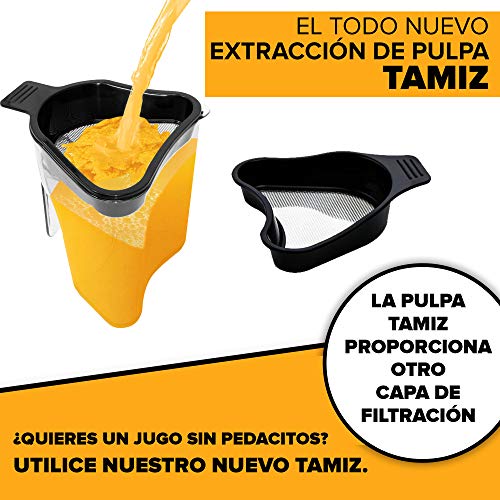 Fridja F1900 - Fruta y Vegetal Cold Press Extractor de Jugo Slow Juicer, Sorbete y Helado de Frutas, Extractor de Masticación Lenta, Sin BPA, 240W, Acero Inoxidable, Negro