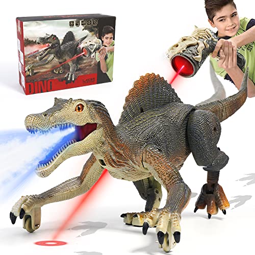 FRUSE Dinosaurio Teledirigido,Dinosaurios Juguetes con Trazado Luz, Niebla de Spray y Accionados por Batería Recargable,Dinosaurio Spinosaurus Robot para Niños Niñas Edades 3 4 5 6 7 8