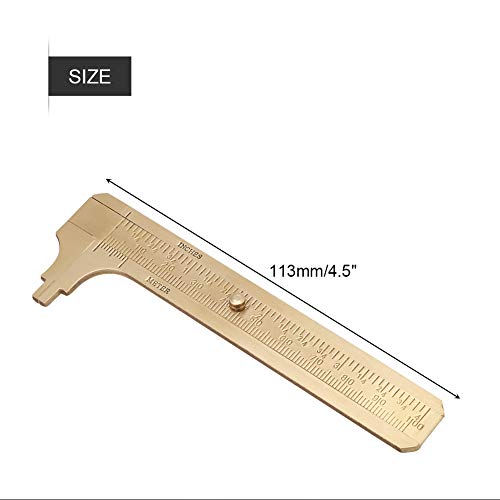 FTVOGUE Vernier Caliper Brass Gauge Deslizante Regla Herramienta de Medición Mini Pocket Ruler doble escala mm/inch(100mm)