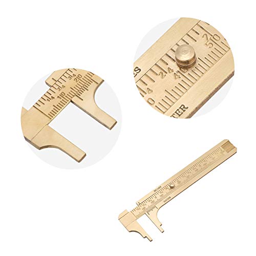 FTVOGUE Vernier Caliper Brass Gauge Deslizante Regla Herramienta de Medición Mini Pocket Ruler doble escala mm/inch(100mm)