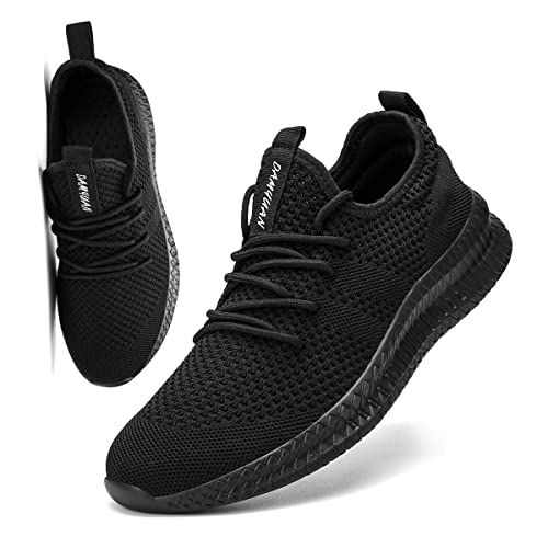 FUJEAK Zapatillas de caminar para hombre, zapatillas de gimnasio, zapatillas deportivas, zapatillas de correr, tenis para ocio, zapatillas de calle, modernas, ligeras, transpirables, Negro , 49 EU