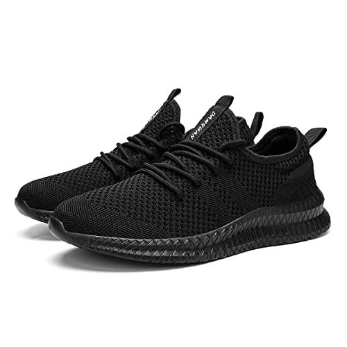 FUJEAK Zapatillas de caminar para hombre, zapatillas de gimnasio, zapatillas deportivas, zapatillas de correr, tenis para ocio, zapatillas de calle, modernas, ligeras, transpirables, Negro , 49 EU