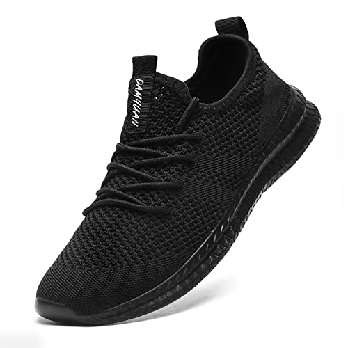 FUJEAK Zapatillas de caminar para hombre, zapatillas de gimnasio, zapatillas deportivas, zapatillas de correr, tenis para ocio, zapatillas de calle, modernas, ligeras, transpirables, Negro , 49 EU