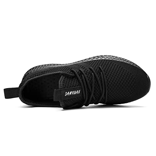 FUJEAK Zapatillas de caminar para hombre, zapatillas de gimnasio, zapatillas deportivas, zapatillas de correr, tenis para ocio, zapatillas de calle, modernas, ligeras, transpirables, Negro , 49 EU