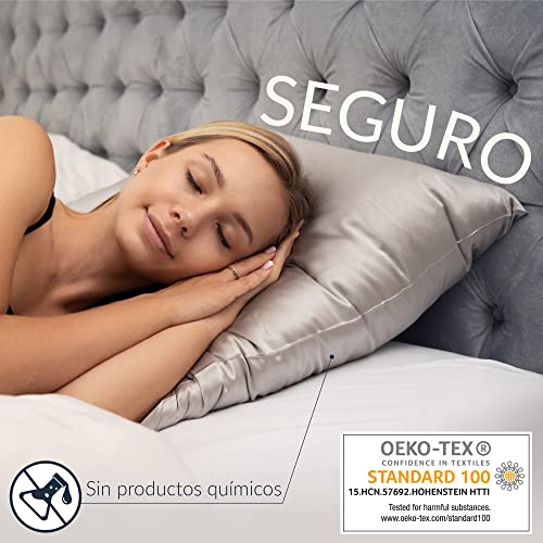 Funda de Almohada Seda - 50x75 cm - 100% Seda Natural - 19 Momme - Funda Almohada con Beneficios para el Pelo y la Piel - Antiarrugas & Antiacaros - Marfil