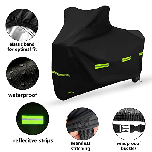 Funda Moto Impermeable, Protector Cubierta Moto Exterior, 190T Poliéster Funda Cubre Moto, Universal para Scooter Vespa Motocicleta Ciclomotor Motocross - 245x105x125 cm