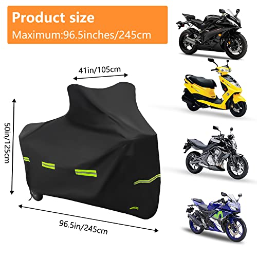 Funda Moto Impermeable, Protector Cubierta Moto Exterior, 190T Poliéster Funda Cubre Moto, Universal para Scooter Vespa Motocicleta Ciclomotor Motocross - 245x105x125 cm