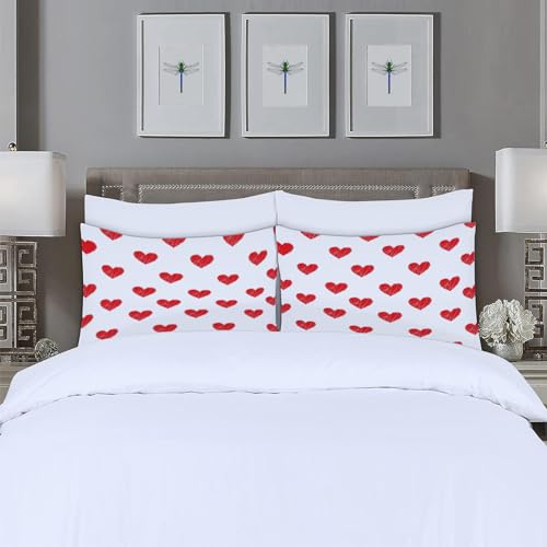 Funda Nordica Cama 90 Corazones de Amor 3D Fundas Nordicas Corazones 3pcs Ropa de Cama Microfibra Suave Funda Nórdica 135x200 y 2 Funda de Almohada 50x80 cm