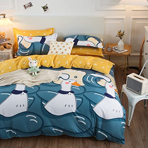 Funda Nordica Patito Lindo,Cama 90,Funda Nordica 155x220cm,Funda nórdica para niña niño Chico Adultos,Juego de Ropa de Cama Fundas Nórdicas Microfibra y 2 x Fundas de Almohada 50x75cm,