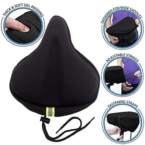 Funda para Asiento de Bicicleta de Espuma Viscoelástica Extra Suave para Hombres y Mujeres, Cómodo Asiento de Bicicleta de Ejercicio, se Adapta a Crucero, Clase de Giro o Ciclismo al Aire Libre