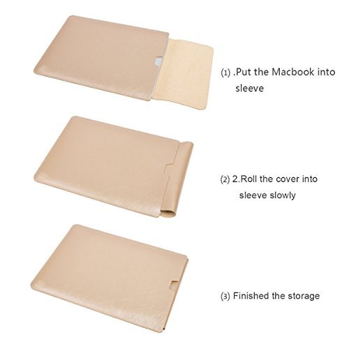 Funda para MacBook de microfibra, cuero, fina, de lujo, alfombrilla para ratón integrada, para MacBook 12 pulgadas, Oro