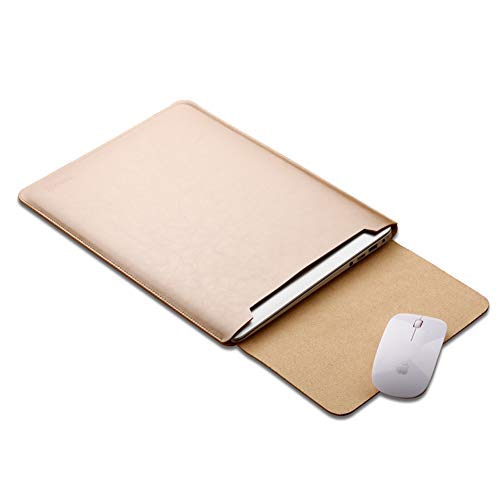 Funda para MacBook de microfibra, cuero, fina, de lujo, alfombrilla para ratón integrada, para MacBook 12 pulgadas, Oro