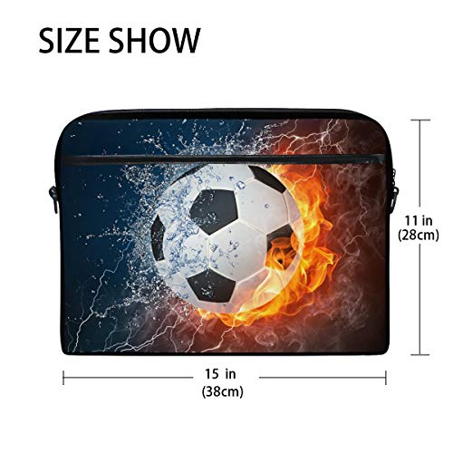 Funda para portátil, diseño de balón de fútbol en el fuego y agua, funda protectora para ordenador de 3 capas con cremallera duradera para Lenovo Hp MacBook Pro de neopreno, cuaderno 14 15 15,4 p