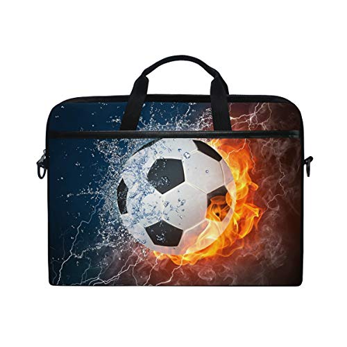 Funda para portátil, diseño de balón de fútbol en el fuego y agua, funda protectora para ordenador de 3 capas con cremallera duradera para Lenovo Hp MacBook Pro de neopreno, cuaderno 14 15 15,4 p