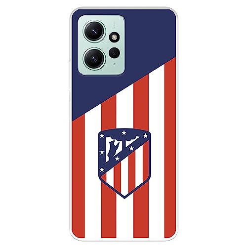 Funda para Xiaomi Redmi Note 12 4G del Atlético de Madrid Escudo Fondo Atletico tansparente para Proteger tu móvil. Carcasa de Silicona Flexible con Licencia Oficial Atlético de Madrid