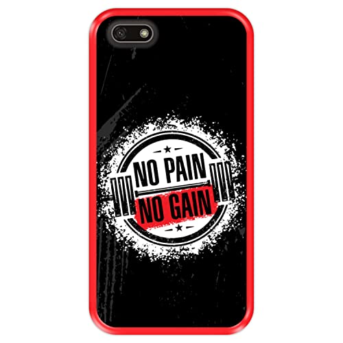 Funda Roja para [ Huawei Y5 2018 - Y5 Prime 2018 - Honor 7S ] diseño [ Fitness - No Pain No Gain ] Carcasa Silicona Flexible TPU