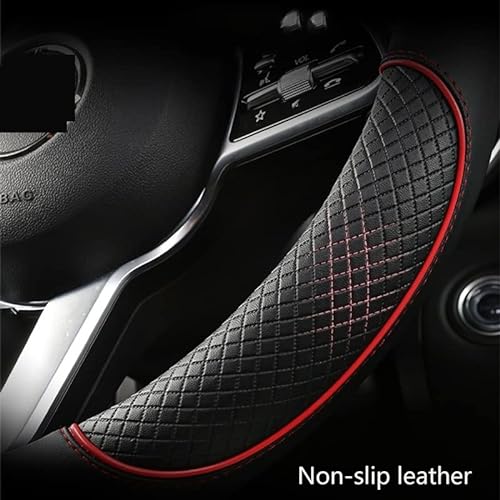 Funda Volante Coche Protector Cuero Para Volante Coche Para Renault Para Scenic Para Clio Para Laguna 2 3 4 5 Para Kangoo Para Fluence Para Megane Funda Volante (Color : D shape red)