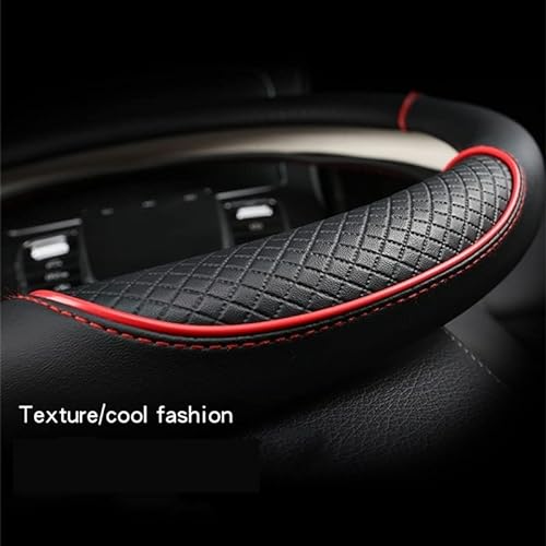 Funda Volante Coche Protector Cuero Para Volante Coche Para Renault Para Scenic Para Clio Para Laguna 2 3 4 5 Para Kangoo Para Fluence Para Megane Funda Volante (Color : D shape red)