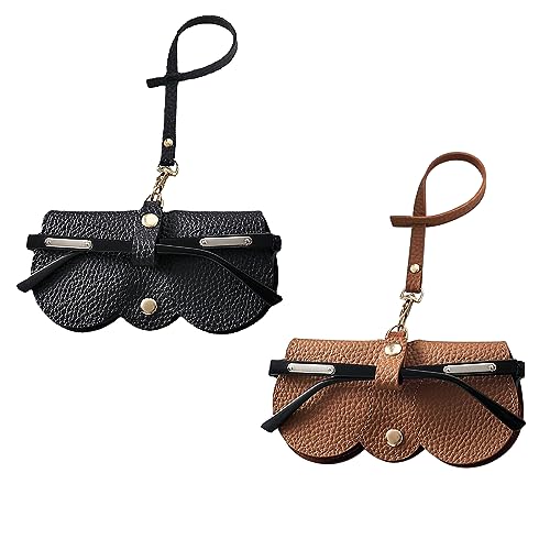 Fundas Gafas Blandas, 2Pcs Fundas Para Gafas De Sol Mujer, Funda Gafas Para Colgar En El Bolso, Funda Gafas De Ver Ligera, Estuche Suave Para Anteojos, Estuche Gafas Niño (Negro+Marrón)