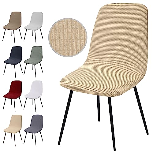 Fundas para Sillas Pack de 4, Jacquard Fundas Sillas de Comedor Extraíbles y Lavables Cubiertas para sillas Fundas Elásticas Modernas Fundas Protectoras para Sillas para Comedor, Boda (Y-Beige,4PCS)