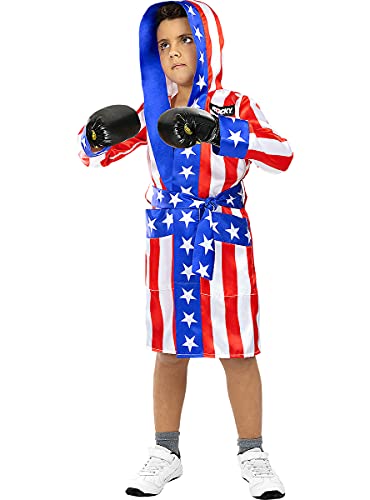 Funidelia | Bata de Rocky Balboa para niño Boxeo, Profesiones - Disfraz para niños y divertidos accesorios para Fiestas, Carnaval y Halloween - Talla 5-6 años - Azul