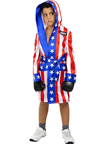 Funidelia | Bata de Rocky Balboa para niño Boxeo, Profesiones - Disfraz para niños y divertidos accesorios para Fiestas, Carnaval y Halloween - Talla 5-6 años - Azul