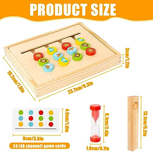 Funmo Juguetes Niños 3 Años Juegos de Mesa Juegos Montessori Tablero Juego de Madera Puzzles Infantiles Tarjetas de Patrón y Disco Color Juguete Regalo Juguete Educativo de Rompecabezas Niños