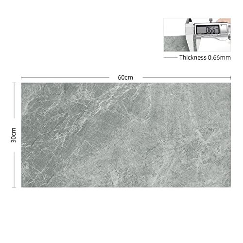 FunStick 15 Baldosas vinilicas adhesivas 30X60CM - Azulejos para pared de Cocina y piso - Suelo Vinilo Efecto Marmol Gris Claro - Ideas Linoleo Para revestimiento de PVC