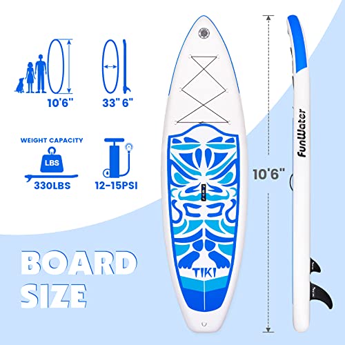 FunWater Juego de Tabla de Paddle Surf Hinchable, 320x83x15cm, Ultraligera para Todos Niveles de dificultad, Tabla Paddle Surf, Remo Adj, hinchador, Mochila Viaje ISUP, Correa, Bolsa Impermeable