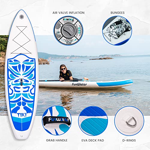 FunWater Juego de Tabla de Paddle Surf Hinchable, 320x83x15cm, Ultraligera para Todos Niveles de dificultad, Tabla Paddle Surf, Remo Adj, hinchador, Mochila Viaje ISUP, Correa, Bolsa Impermeable