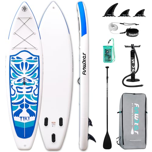 FunWater Juego de Tabla de Paddle Surf Hinchable, 320x83x15cm, Ultraligera para Todos Niveles de dificultad, Tabla Paddle Surf, Remo Adj, hinchador, Mochila Viaje ISUP, Correa, Bolsa Impermeable