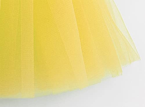 FUREINSTORE Falda de Tutú para Niñas, Falda de Tul para Ballet 3 Capas Elástica Disfraz de Princesa Carnaval 30cm de Largo Talla Única (Amarillo)