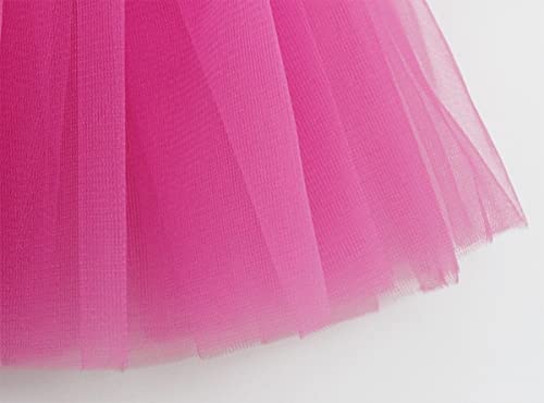 FUREINSTORE Falda de Tutú para Niñas, Falda de Tul para Ballet 3 Capas Elástica Disfraz de Princesa Carnaval 30cm de Largo Talla Única (Fucsia)