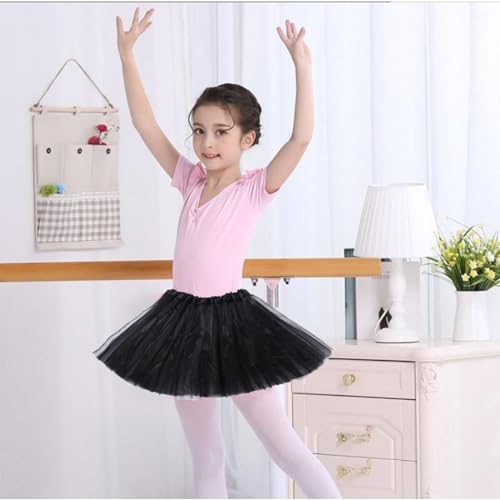 FUREINSTORE Falda de Tutú para Niñas, Falda de Tul para Ballet 3 Capas Elástica Disfraz de Princesa Carnaval 30cm de Largo Talla Única (Negro)