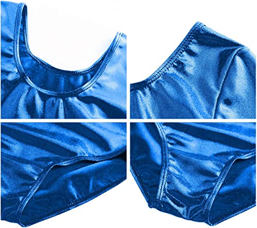 FUREINSTORE Maillot de Danza Ballet Gimnasia Leotardo Body Clásico Brillante Elástico para Niñas de Manga Larga Cuello Redondo para Bailarina (4 Años, Azul)