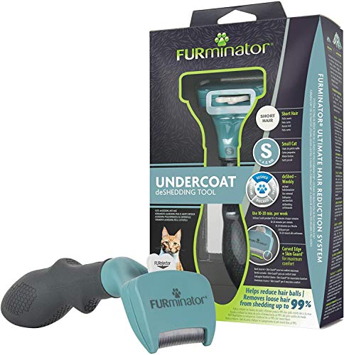 FURminator deShedding, Tool para gatos pequeños de pelo corto, Cepillo talla S para gatos pequeños para eliminar el pelo suelto, Diseño mejorado