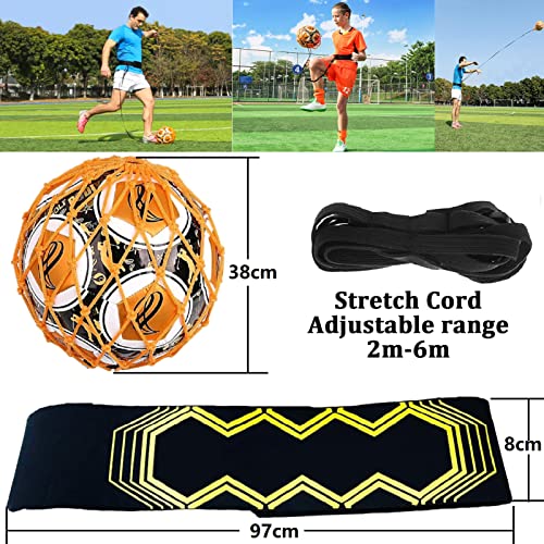 Fútbol Trainer Banda Solo Entrenador de Patadas Football sin Manos con Cinturón Ajustable Balón de Tamaño Universal 3 4 5 (Malla)