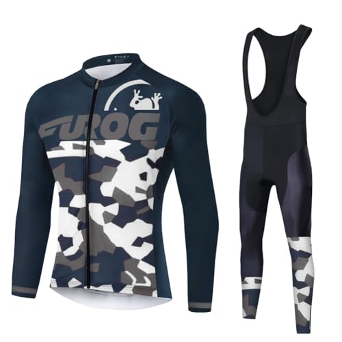 Future Sports UGLYFROG MTB Invierno Termo Maillot de Ciclismo Hombre Mangas Largas Ropa para Bicicleta 20D Cojín Conjunto Bici de Montaña Chaqueta+Bib Pantalones Culote de Ciclista Largo