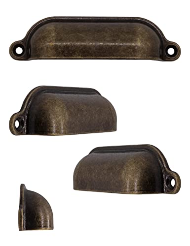 FUXXER® Tiradores para cajones, tiradores para muebles, hierro, tiradores para puertas, armarios, cofres, cajoneras, bronce estilo vintage, rústico, retro, 100 x 26 mm, juego de 4