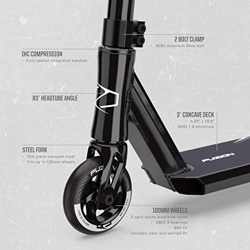 Fuzion Pro Scooters Z250 Patinete Freestyle - Patinetes Freestyle - Stunt Scooter - Patinetes de Acrobacias (SE Negro)