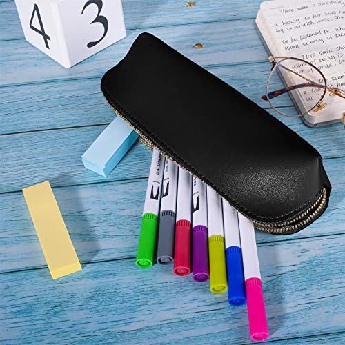 Fyore Estuche de piel para adolescentes, estuche de lápices, estuche unisex para escuela y oficina, regalo para el comienzo de la escuela (negro)