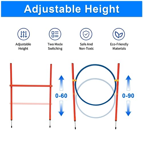 G TALECO GEAR Agility - Juego de 5 piezas para perros agilidad con túnel de 180 cm, anillo de salto ajustable, 3 barras de vallas ajustables, 8 barras de eslalom