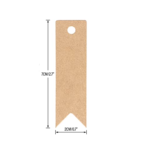 G2PLUS 100PCS Etiquetas de Papel Kraft,7x2cm Etiquetas de Regalo,Etiquetas Kraft Etiquetas de las Etiquetas de Boda con 30Mde Cuerda de Yute para Decorar Regalos (Marrón)