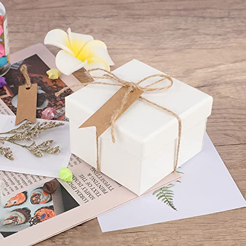 G2PLUS 100PCS Etiquetas de Papel Kraft,7x2cm Etiquetas de Regalo,Etiquetas Kraft Etiquetas de las Etiquetas de Boda con 30Mde Cuerda de Yute para Decorar Regalos (Marrón)