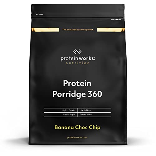 Gachas de avena de alto valor proteico 360 | Plátano con Pepitas de Chocolate | Desayuno bajo en azúcar | Vitaminas agregadas | Avena integral de bajo índice glucémico | THE PROTEIN WORKS | 500g