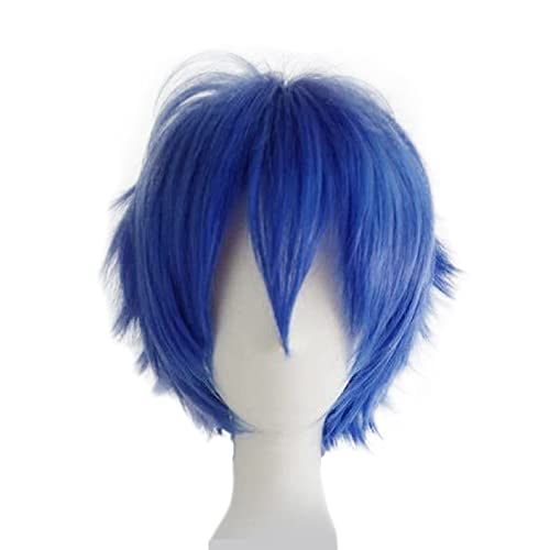 Gairyan Cosplay Wig Unisex Peluca Cosplay Anime Corta para Niñas/Hombre Peluca Azul Oscuro Peluca de Pelo Liso para Disfraz de Halloween/Fiesta Temática Cosplay