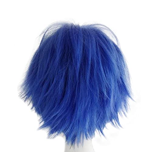 Gairyan Cosplay Wig Unisex Peluca Cosplay Anime Corta para Niñas/Hombre Peluca Azul Oscuro Peluca de Pelo Liso para Disfraz de Halloween/Fiesta Temática Cosplay