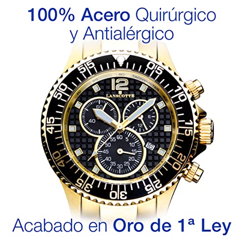 GALERIA DEL COLECCIONISTA Reloj Cronógrafo Hombre Symbol Lanscotte Acabado Oro de 1ª Ley Acero quirúrgico