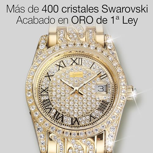 GALERIA DEL COLECCIONISTA Reloj-Joya Mujer Royal Lady Lanscotte Acabado Oro 1ª Ley, más de 400 Cristales de Swarovski®, Acero 316L Quirúrgico y Antialérgico y Firma Suiza. Caja 36 mm.157600632