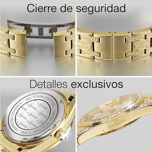 GALERIA DEL COLECCIONISTA Reloj-Joya Mujer Royal Lady Lanscotte Acabado Oro 1ª Ley, más de 400 Cristales de Swarovski®, Acero 316L Quirúrgico y Antialérgico y Firma Suiza. Caja 36 mm.157600632